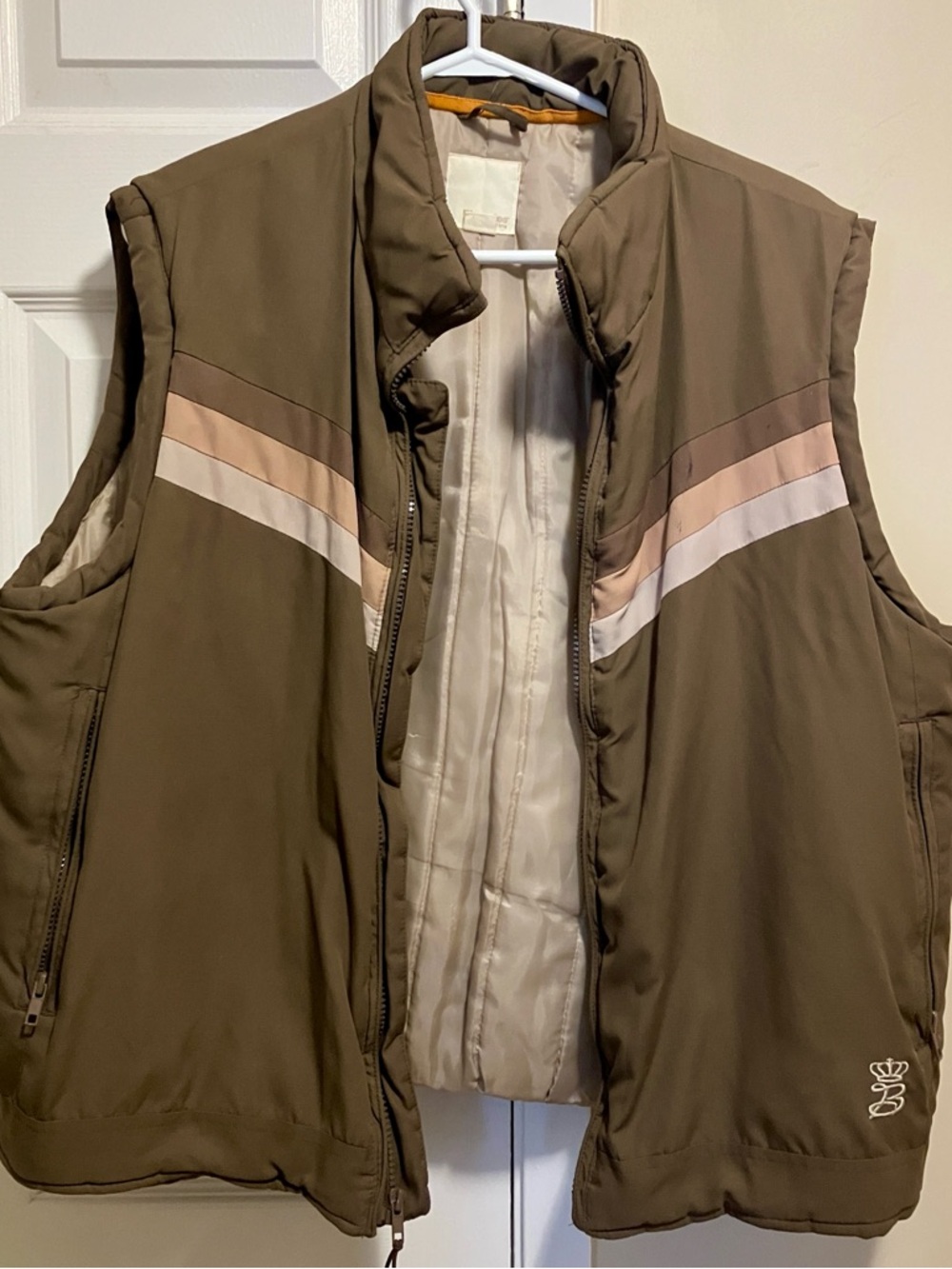 Vintage Bluenotes 4 Tone Neutrals Puffer Vest with Stripes
